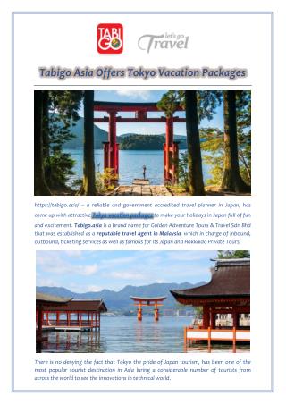 Tabigo Asia Offers Tokyo Vacation Packages