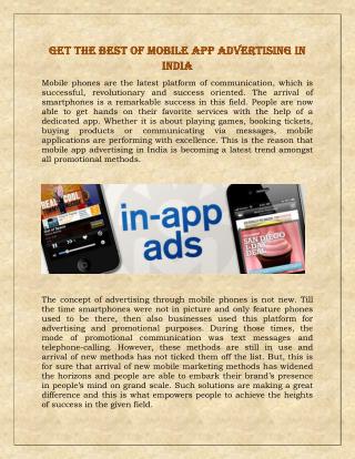 Get the best of mobile app advertising in India