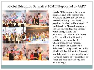Global Education Summit at ICMEI Supported by AAFT