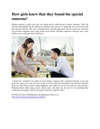 How girls knew that they found the special someone!