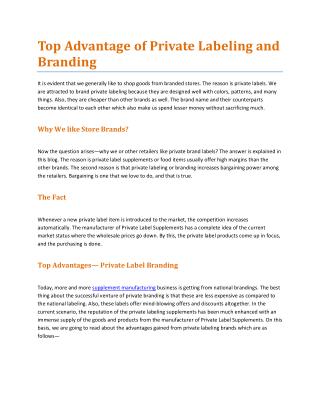 Top Advantage of Private Labeling and Branding