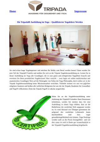 Die Tripada® Ausbildung im Yoga – Qualifizierter Yogalehrer Werden