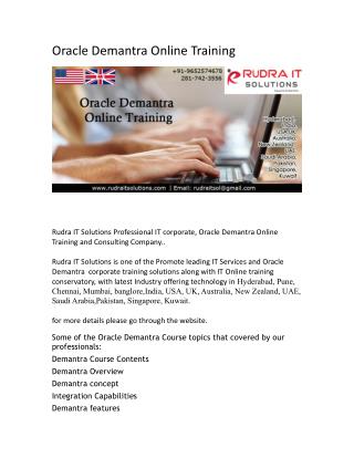 Oracle Demantra Online Training course in india - rudraitsolutions