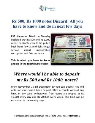 Effect on Stock Market As Rs 500 and Rs 1000 Notes get Scrapped-TradeIndia Research