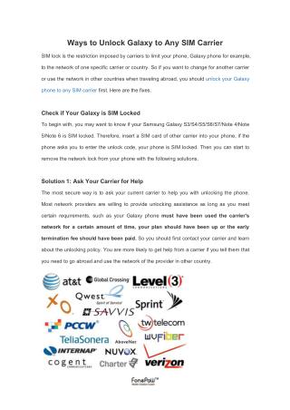 Ways to Unlock Galaxy to Any SIM Carrier