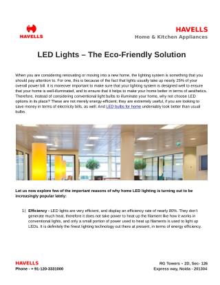 LED Lights – The Eco-Friendly Solution