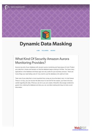 Dynamic data masking for security purpose