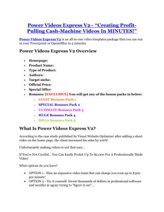 Power Videos Express V2 Review - Power Videos Express V2 100 bonus items