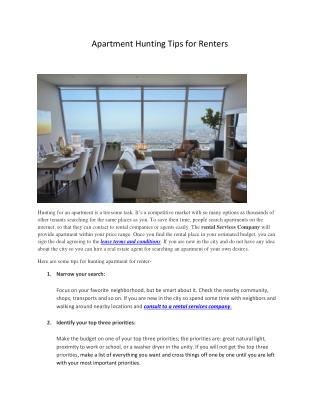 Apartment Hunting Tips for Renters