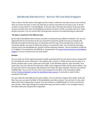 Qb data recovery – recover the lost data &amp; support