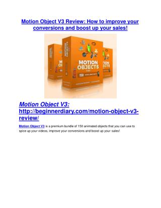 Motion Object V3 review- Motion Object V3 $27,300 bonus & discount