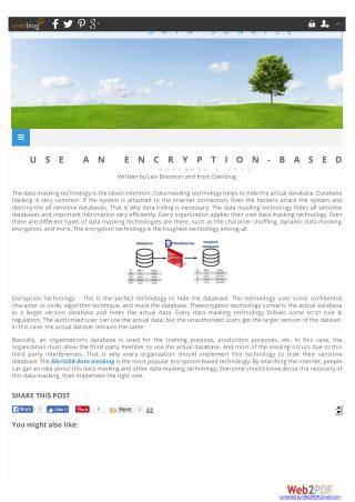 USE AN ENCRYPTION-BASED DATA MASKING TECHNOLOGY