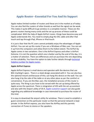 Apple Router--Essential For You And Its Support