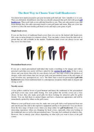 The Best Way to Choose Your Golf Headcovers