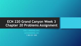 ECN 220 Grand Canyon Week 3 Chapter 20 Problems Assignment