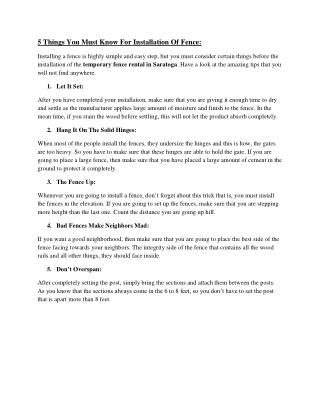 5 Things You Must Know For Installation Of Fence: