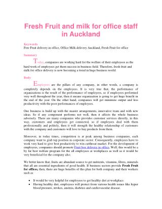 Fresh Fruit and milk for office staff in Auckland