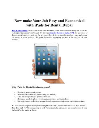 Make Your Job Easy and Economical with iPads for Rental Dubai