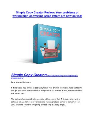 Simple Copy Creator review-- Simple Copy Creator (SECRET) bonuses