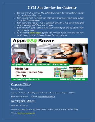 Gym App Services For Customer