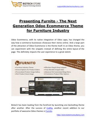 Presenting Furnito - The Next Generation Odoo Ecommerce Theme for Furniture Industry