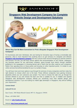 Singapore Web Development Company for Complete Website Design and Development Solutions