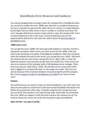 Quick books error removal and guidance