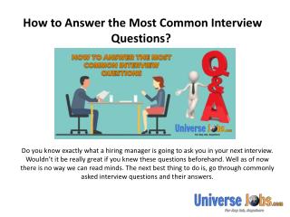 How to Answer the Most Common Interview Questions? 