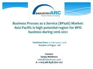 Business Process as a Service (BPaaS) Market: the US is the major investor for development