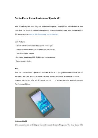 Get to Know About Features of Xperia XZ