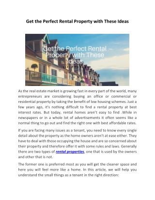 Get the Perfect Rental Property with These Ideas