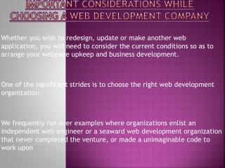 Consider These Points While Choosing A Web Development Company