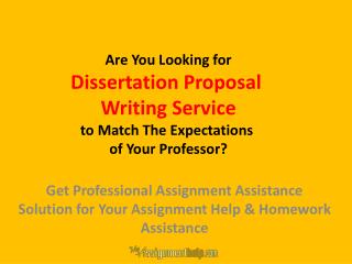 Dissertation Proposal Writing Service