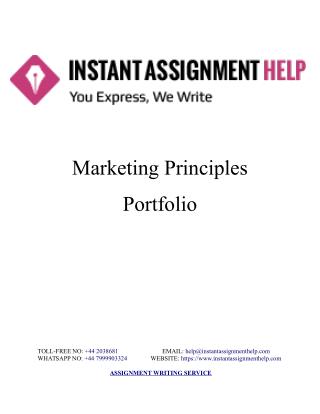 Sample Assignment on Marketing Principles Portfolio
