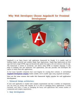 Why Web Developers Choose AngularJS for Frontend Development