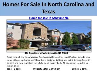 Homes For Sale In North Carolina and Texas