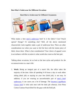 Best Men’s Underwear for Different Occasions