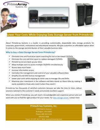 Lower Your Costs While Enjoying Data Storage Server from PrimeArray