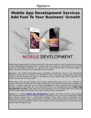 Mobile App Development Offers Wonderful Services