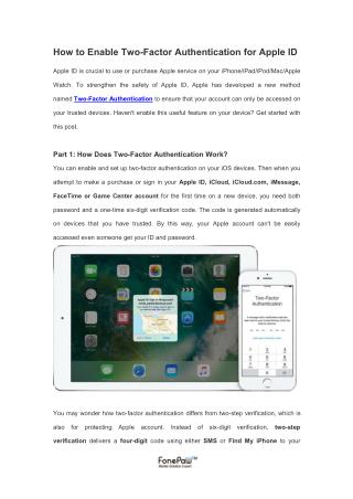 How to Enable Two-Factor Authentication for Apple ID