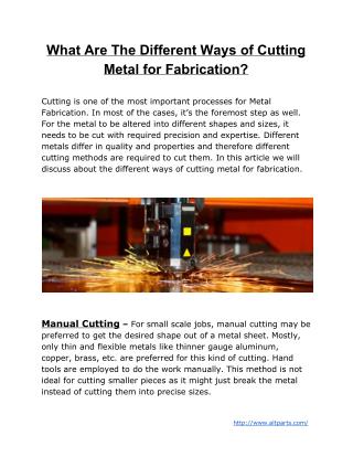 What Are The Different Ways of Cutting Metal for Fabrication?