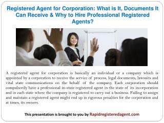 Registered Agent for Corporation: What is It, Documents It Can Receive & Why to Hire Professional Registered Agents?