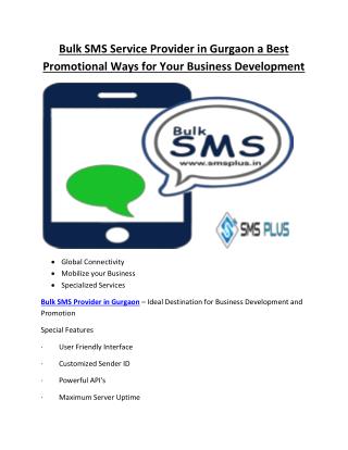 Bulk SMS Service Provider in Gurgaon a Best Promotional Ways for Your Business Development