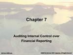 Auditing Internal Control over Financial Reporting