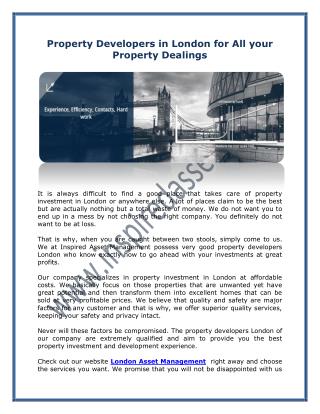 Property Developers in London for All your Property Dealings