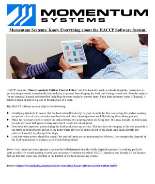 Momentum Systems: Know Everything about the HACCP Software System!