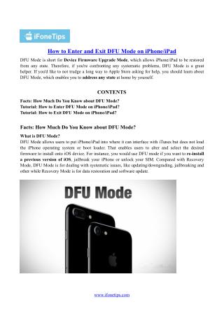 How to Enter and Exit DFU Mode on iPhone/iPad