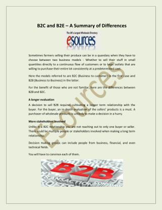 B2C and B2E – A Summary of Differences