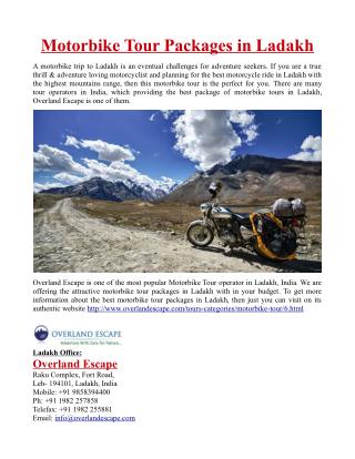 Motorbike Tour Packages in Ladakh