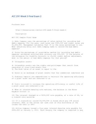 ACC 291 Week 5 Final Exam 2